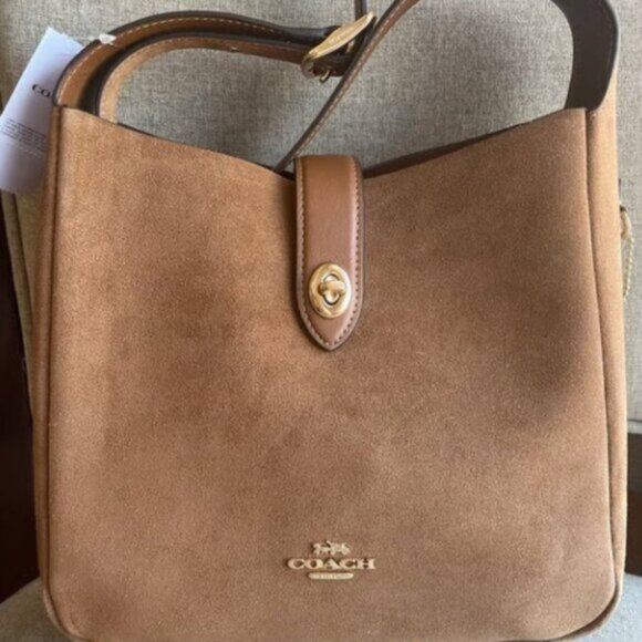 COACH Hadley Convertible Crossbody Bag Suede Brown CW004 New - Picture 1 of 5